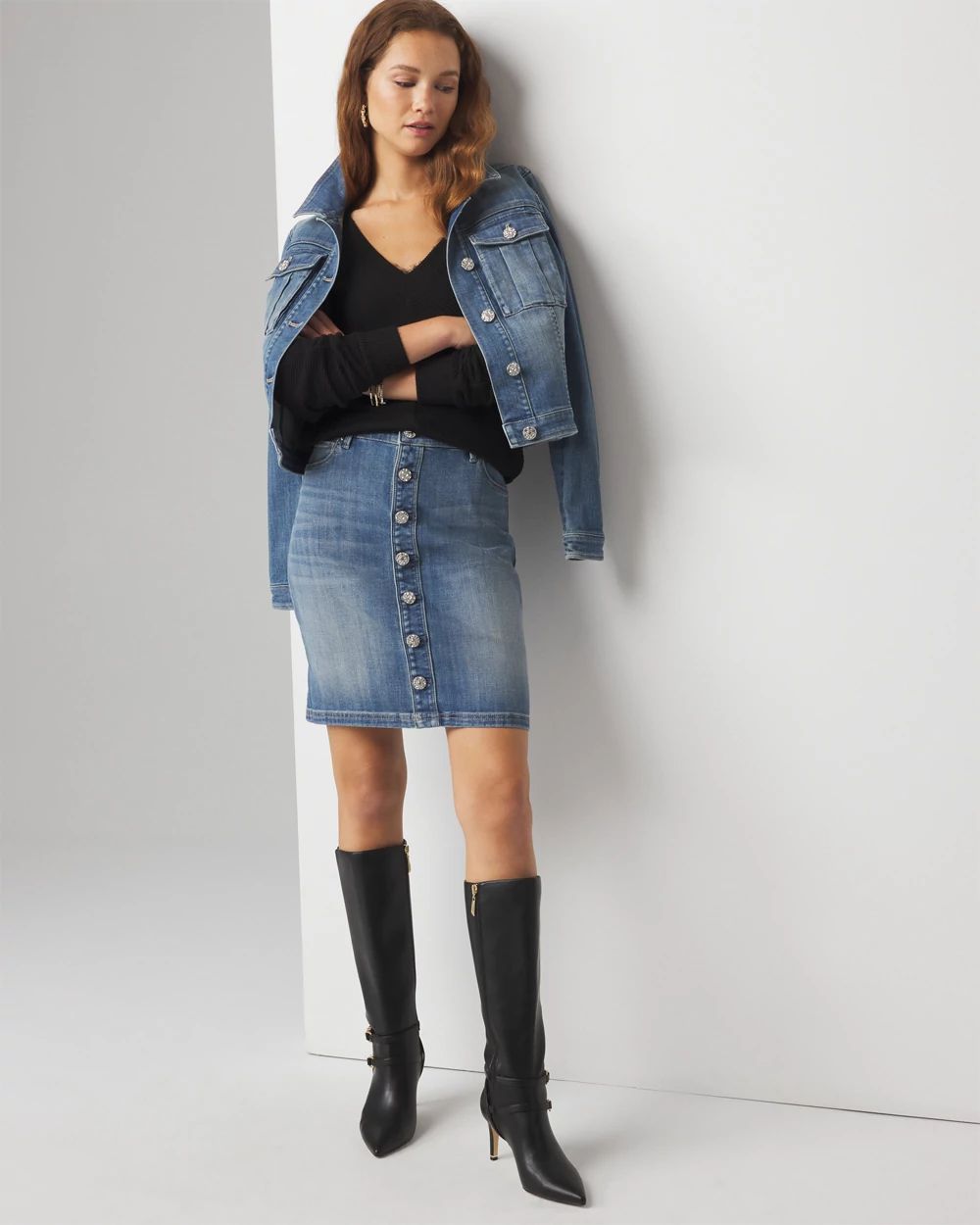 Embellished Denim Mini Skirt | White House Black Market